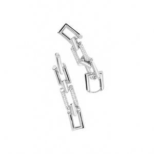 NEW RHO women's pave linked chain drop earring in silver